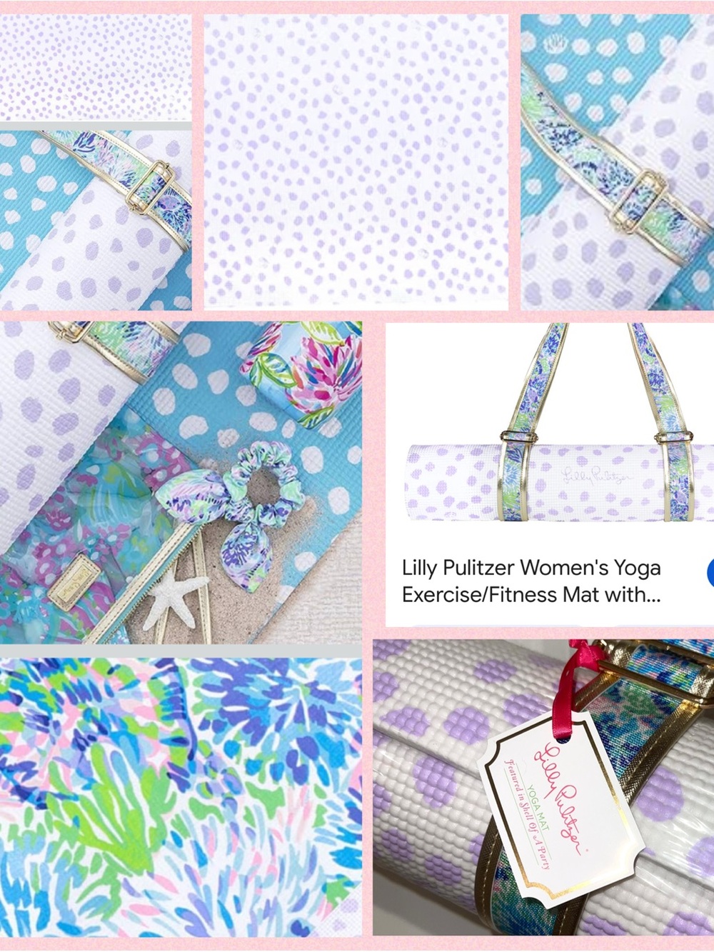 Lilly Pulitzer Gold-Trim Floral Yoga Mat Strap